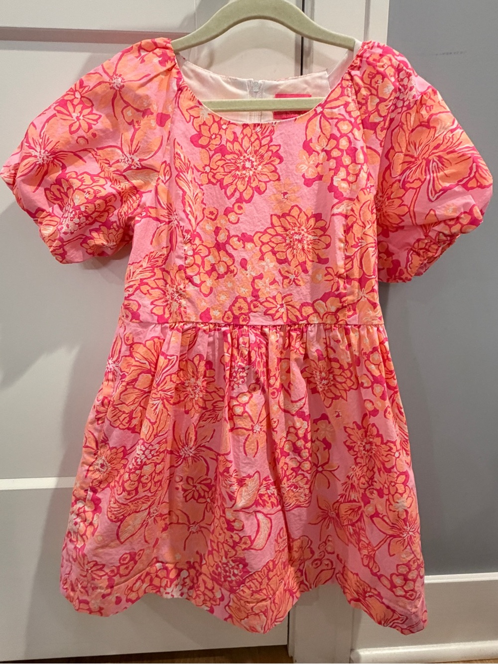 Lilly Pulitzer Pink & Coral Floral Puff-Sleeve Dress